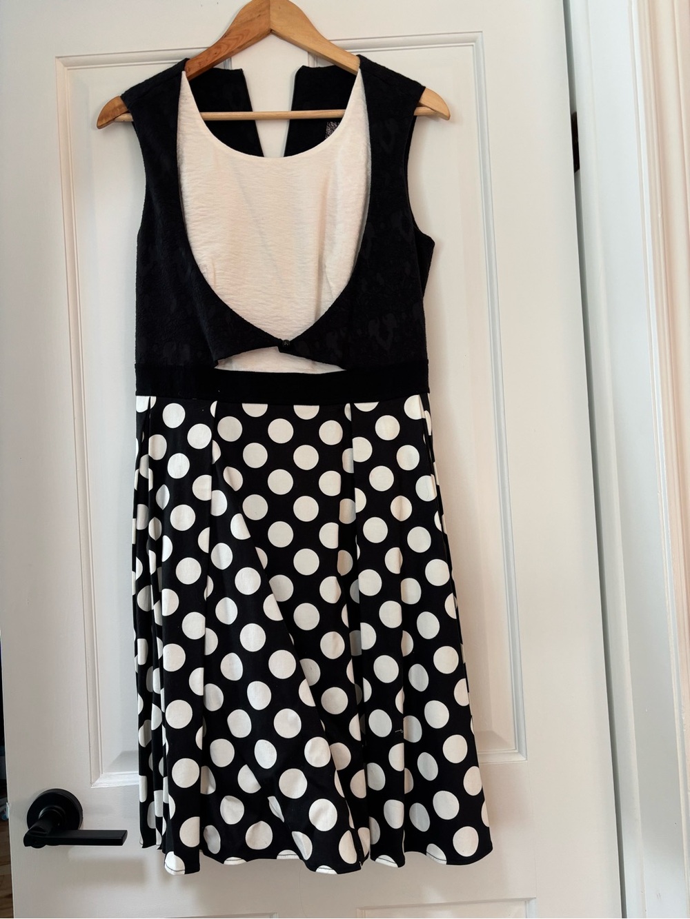 Girls Black and White Polka Dot Formal Dress with Cutout Back